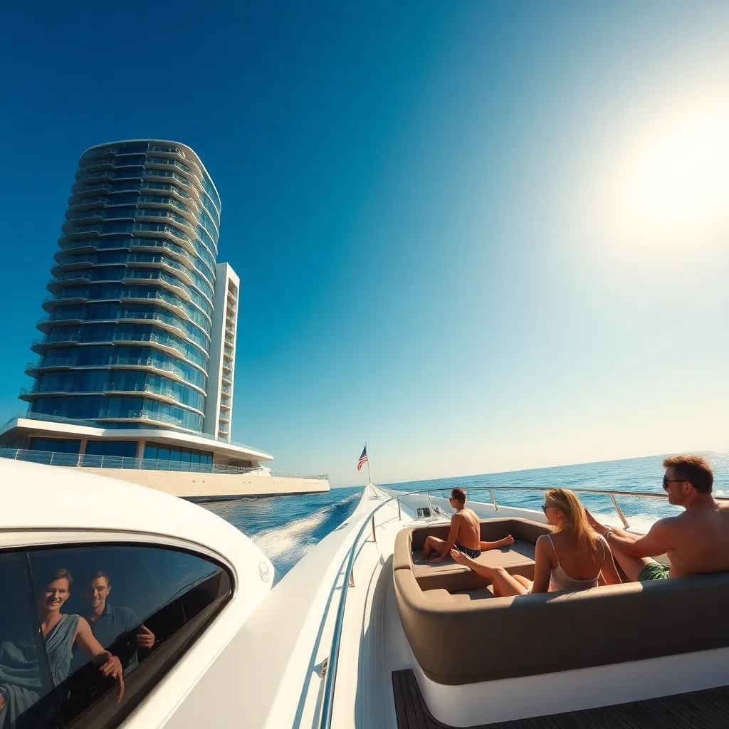 Guests relaxing on deck during a bright morning sail near Barcelona.